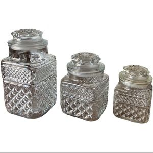 3 Wexford Apothecary Canisters by Anchor Hocking